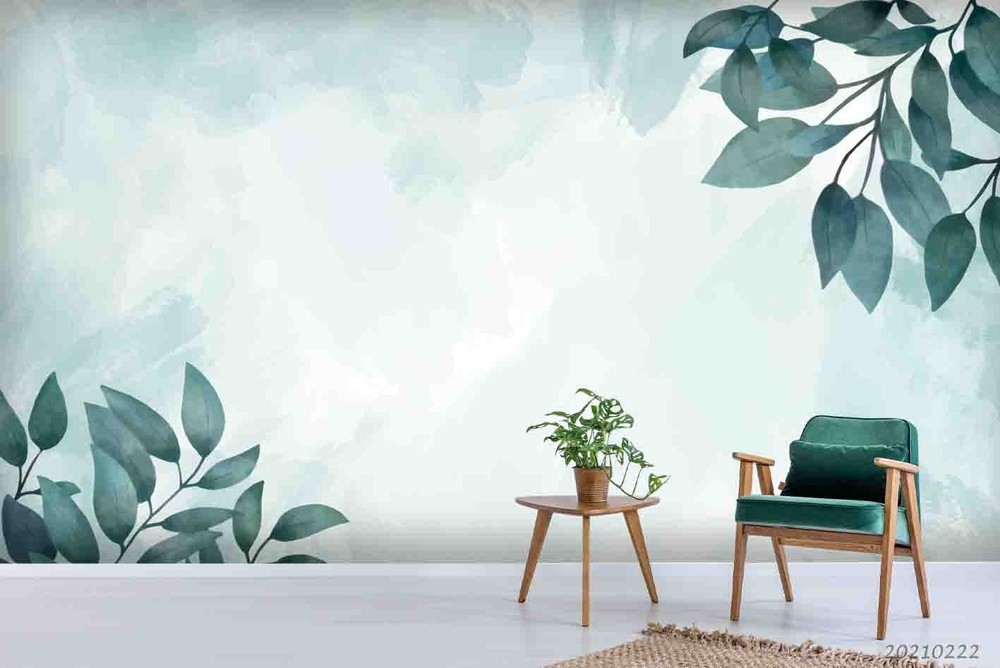 3D Plant Leaf Watercolor Wall Murals Wallpaper Murals Wall Sticker 5