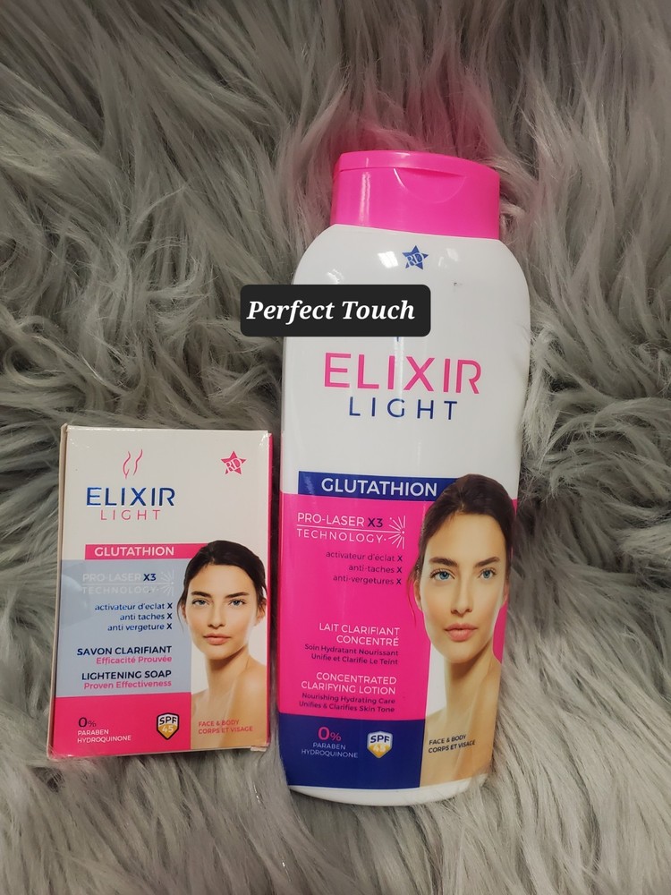 Elixir Light Glutathione Clarifying Body Lotion 500ml with SPF45 Soap