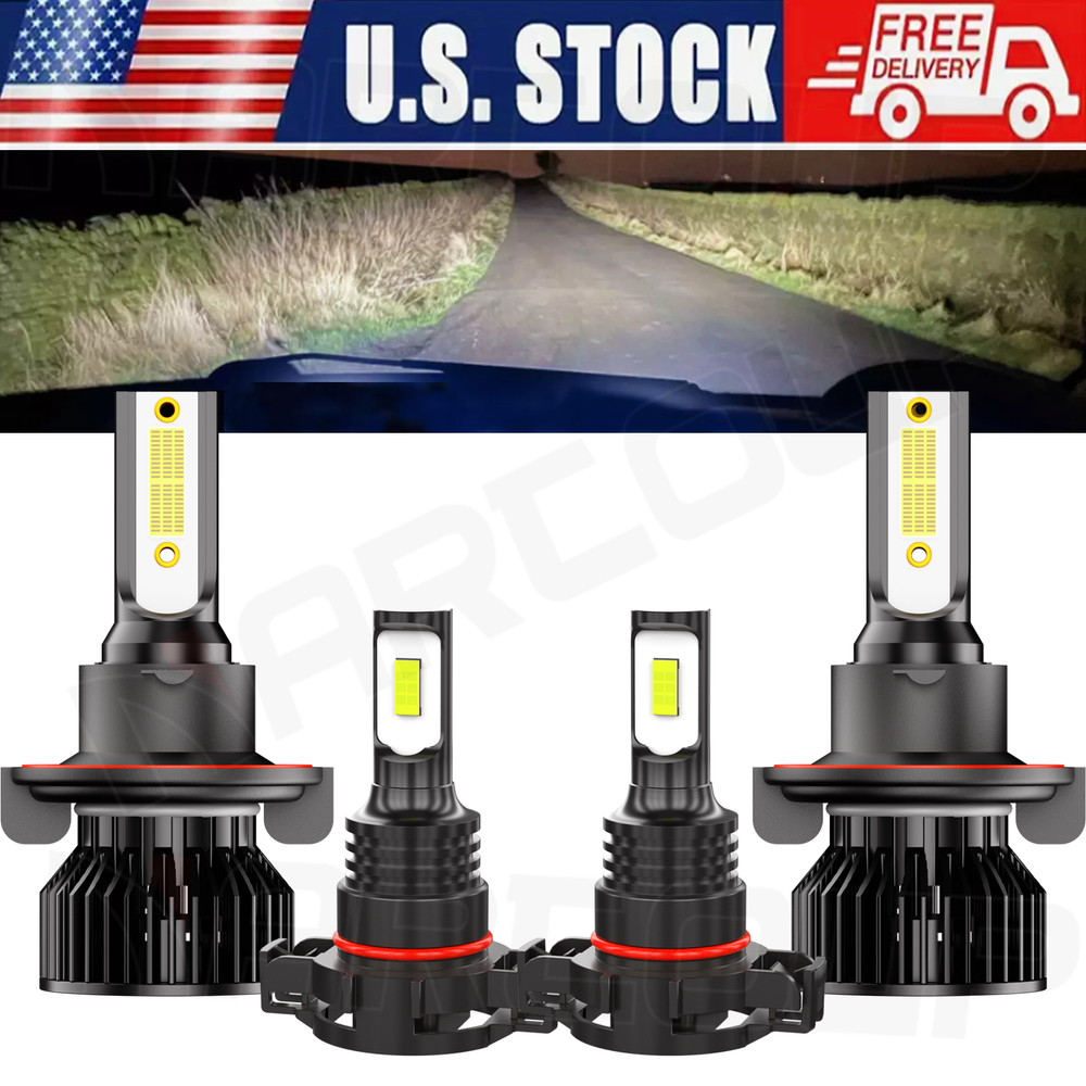 For GMC Yukon XL 1500 2007-2014 4x 6500k Combo LED Headlight Hi/Lo Foglight Bulb