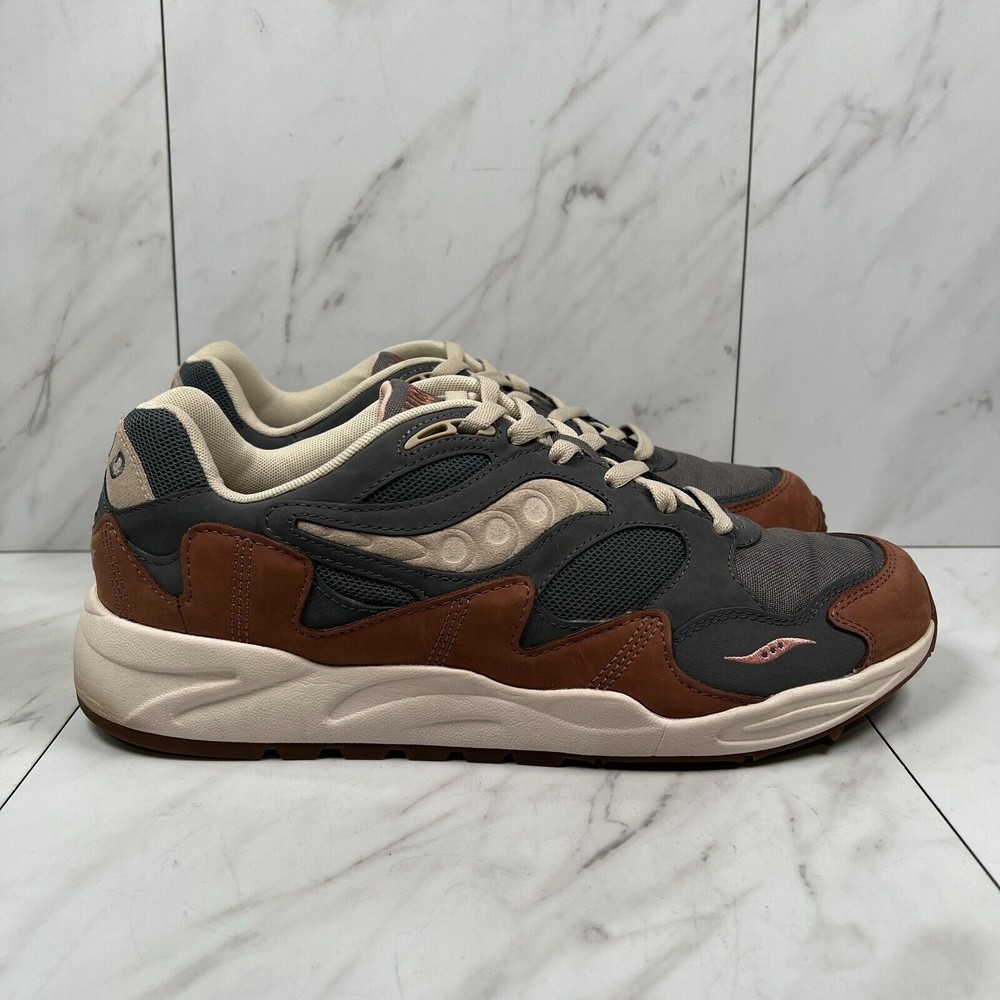 Saucony Grid Shadow 2 Secure Mens Size 14 Grey Brown Athletic Sneakers S70807-3