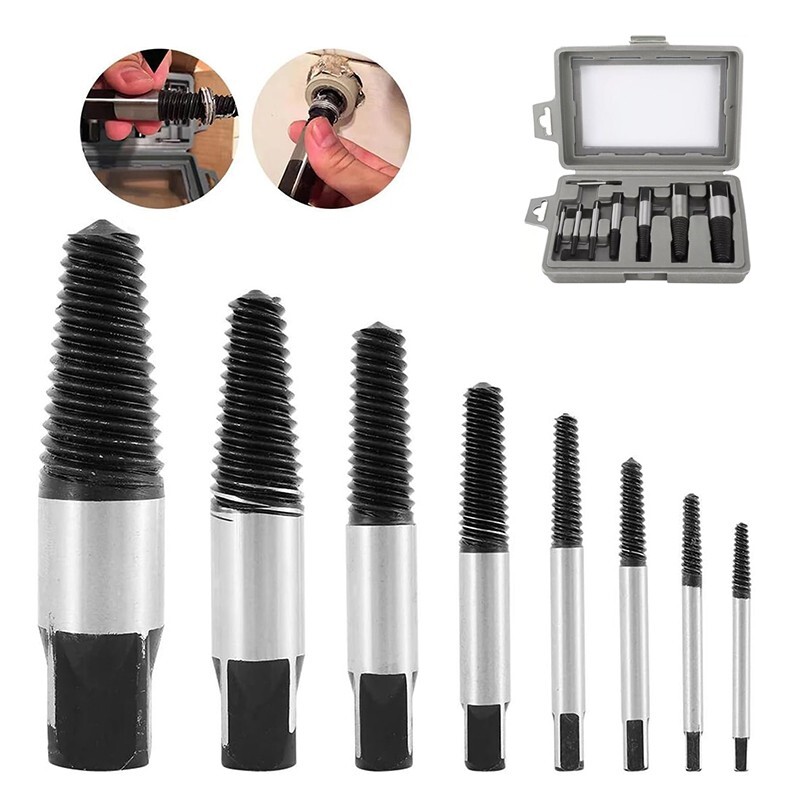 8PCS Screw Extractor Set Easy Out Drill Bits guide Broken Screws Bolt Remover