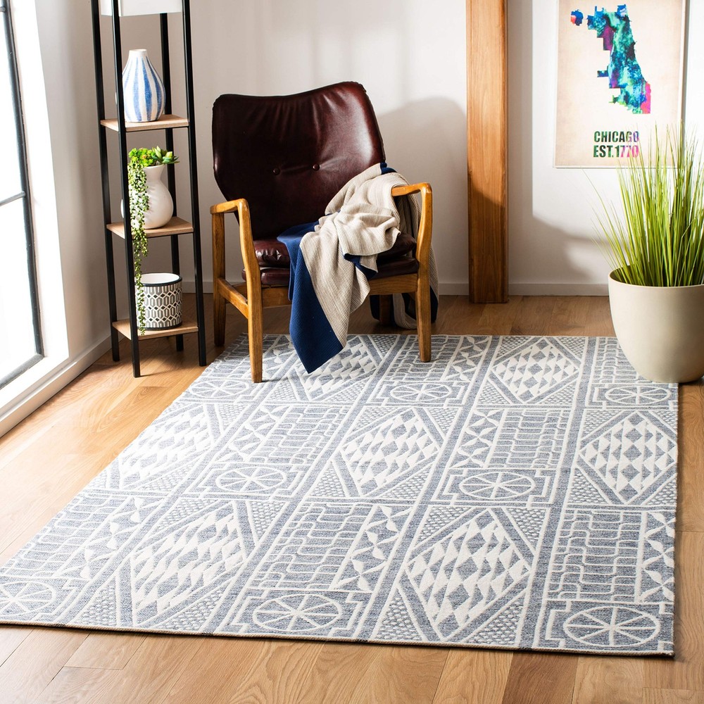 SAFAVIEH Marbella Handmade 6x9 Blue Ivory Area Rug for Modern Decor