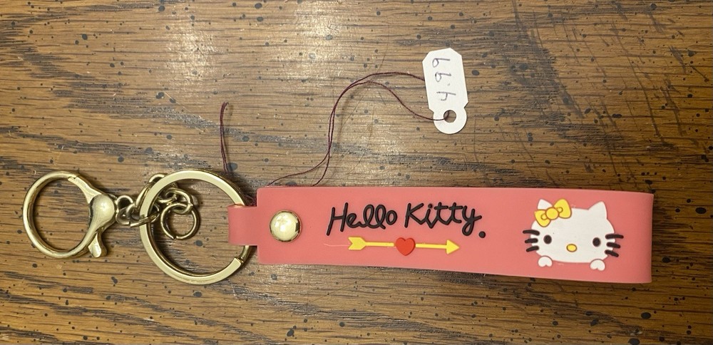 Hello Kitty Pink Silver Keychain Ring - Cute & Stylish Accessory