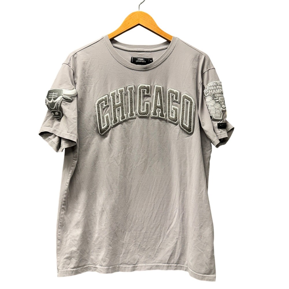 Chicago Bulls T-Shirt Mens XL Gray Embroidered Patches Pro Standard Tee