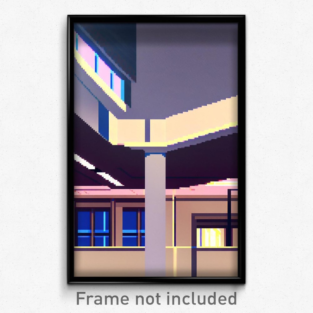 Pixel Art Poster - Droopy School (8 Bit Psychedelic Trippy Video Game Print)