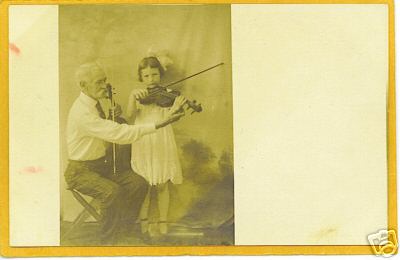 Photo Postcard - Violinists - Old Master & Protegee