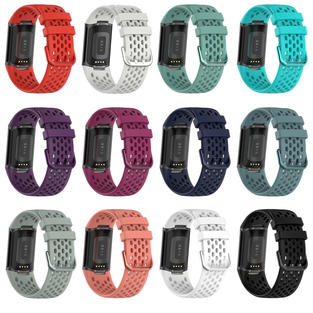 Watch Strap Silicone Strap Breathable Strap with Holes for Fitbit Charge 6/5
