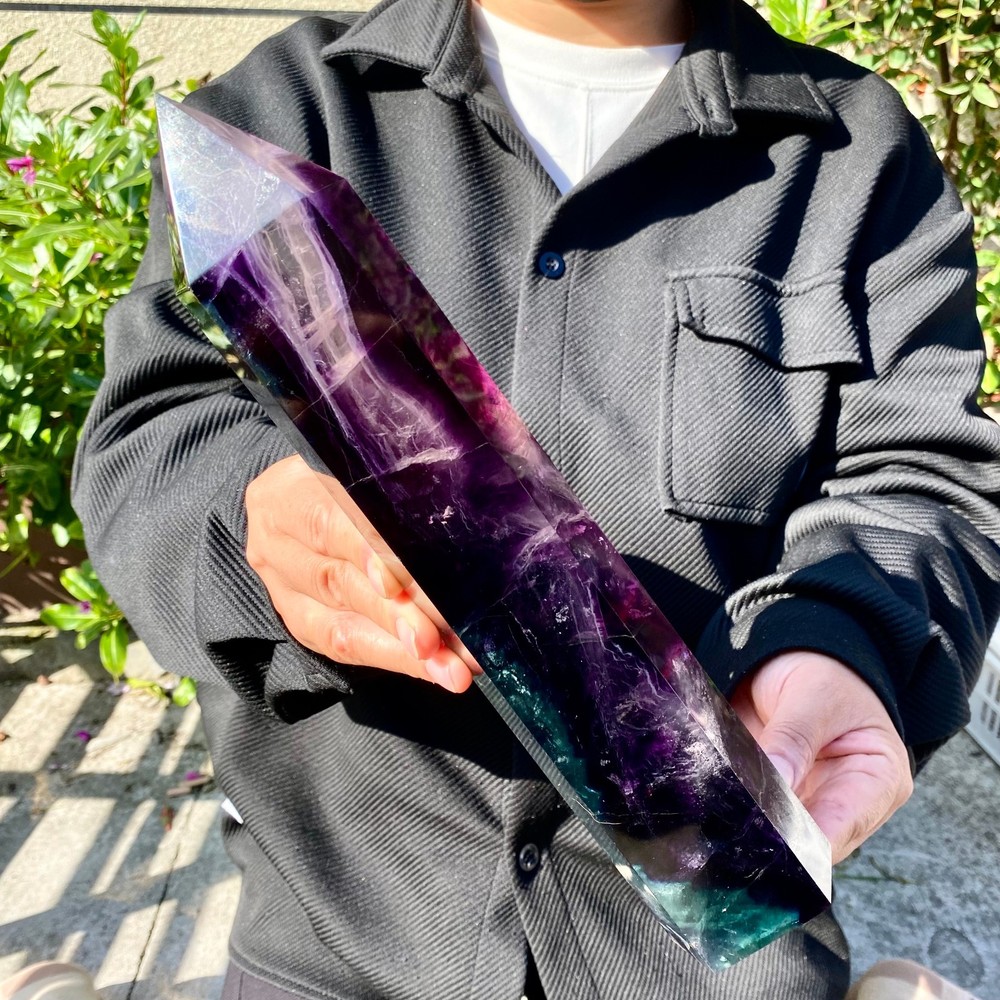 3.9LB Large natural color fluorite crystal column  energy repair