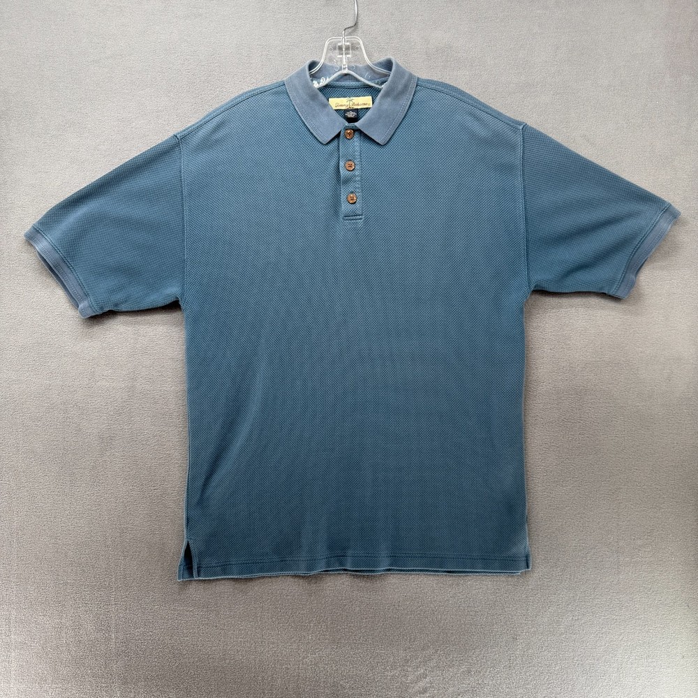 Tommy Bahama Silk Blend Polo Shirt Mens Medium Blue Collared Short Sleeve Casual