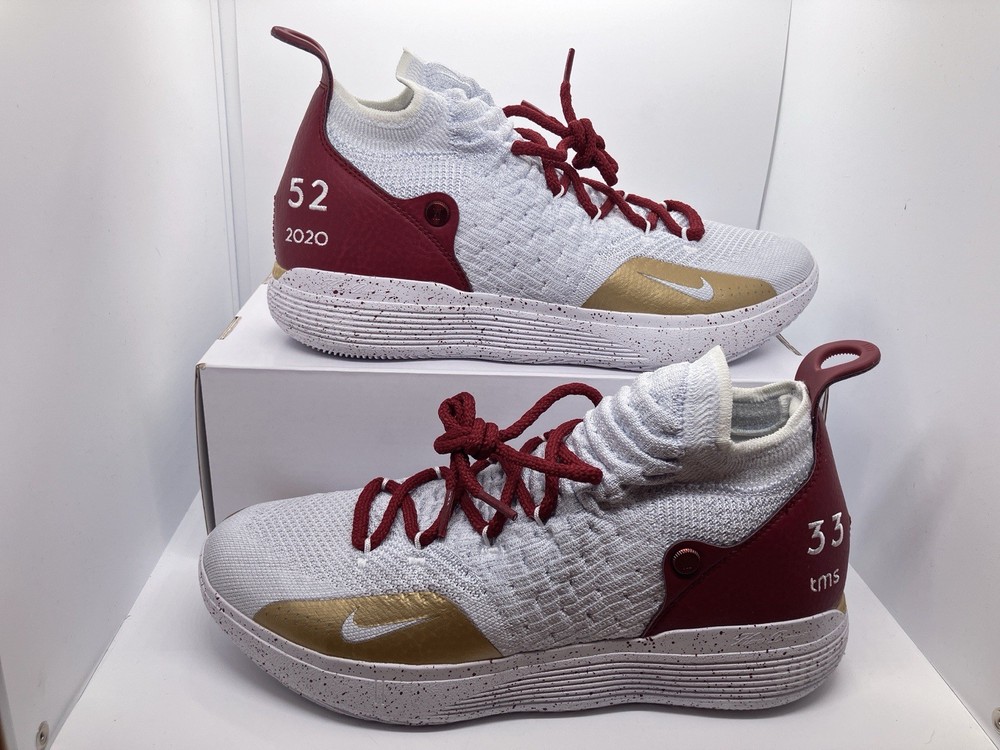 Nike KD 11 Custom C TOWN Men's Size 10 White Gold Red AT8632-994