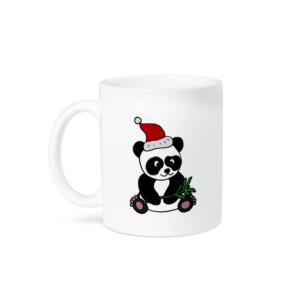 3dRose, Funny Panda Bear Wearing Santa Hat Christmas Art, Mug