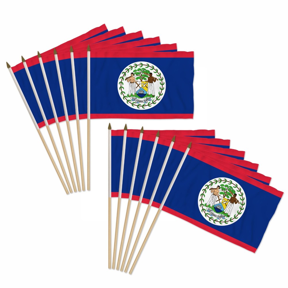 12pc Belize 12x18in Handheld Country Stick Flags Pack