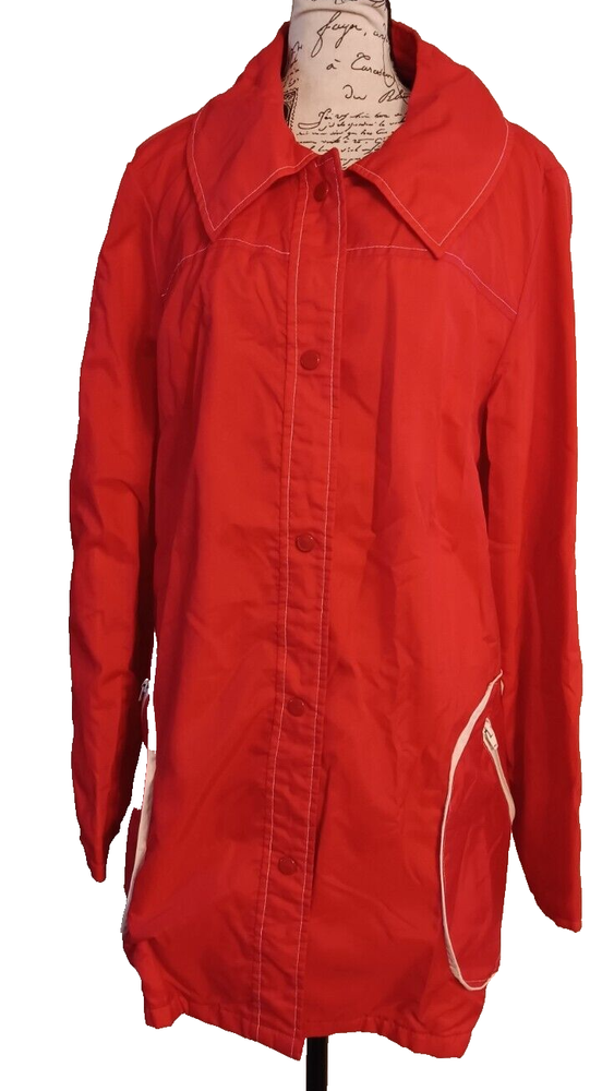 Vintage Lane Bryant Tall Red Coat Jacket, Medium, Snap Close, 1970's Mod, Korea