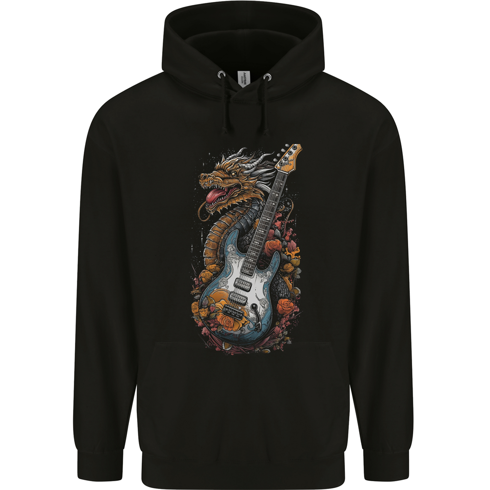 A Dragon and Guitar Rock Music Fantasy Mens 80% Cotton Hoodie