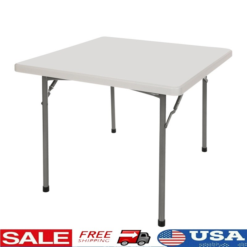 Square Folding Table Plastic Steel Indoor Outdoor Banquet Seating 4 Heavy Duty