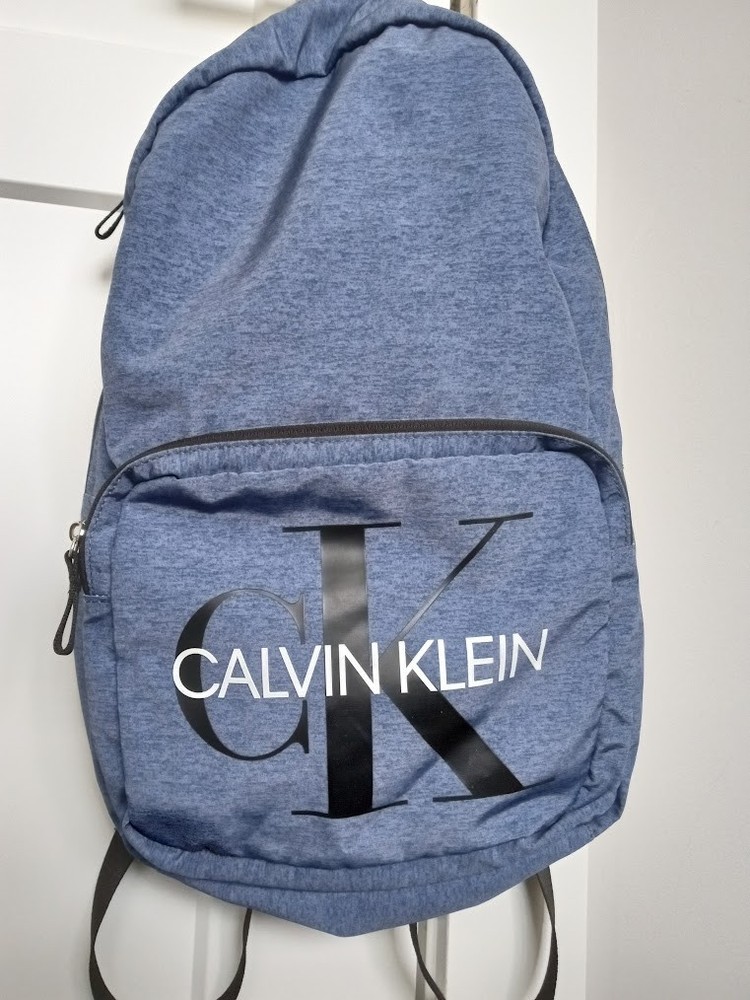 Calvin Klein Monogram Logo Back-To-School Jersey Backpack, Heather Denim Blue