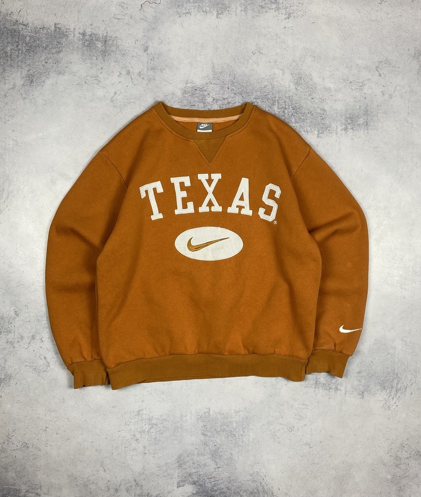 Nike Texas Longhorns Orange Sweatshirt Vintage 90s Swoosh Center Logo Men Size S