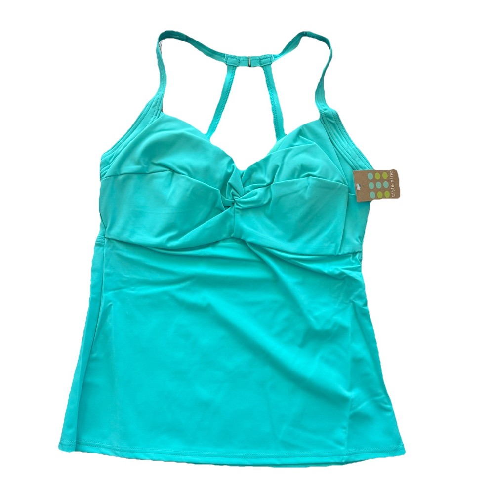 Title Nine Sports Bra NWT Swim Tankini Bikini 32DD Teal Top Women’s