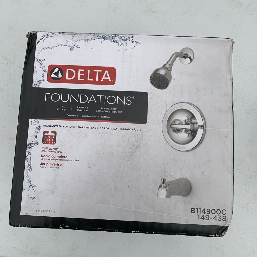 Delta B114900C Foundations Single Spray Tub and Shower Faucet in Polished Chrome