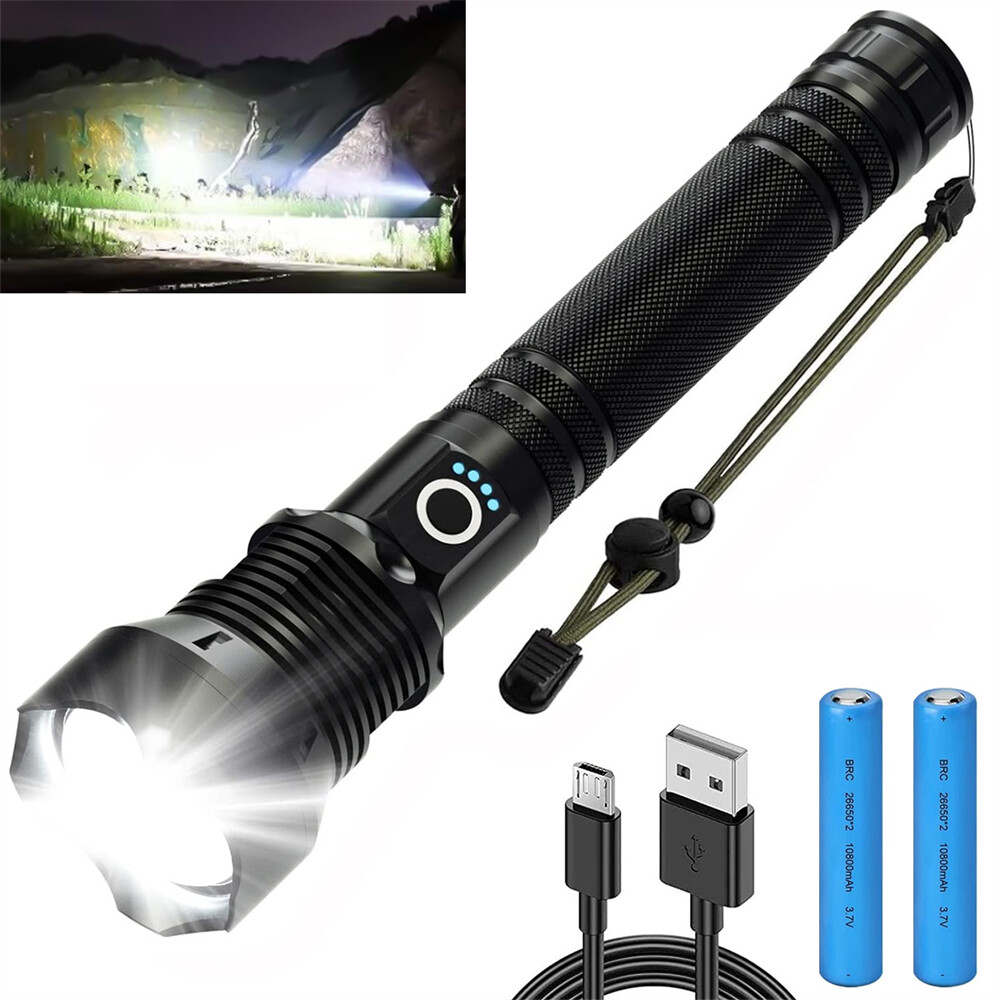 Super Bright LED Flashlight Tactical Zoom P70 Rechargeable Battery Torch Lamp US