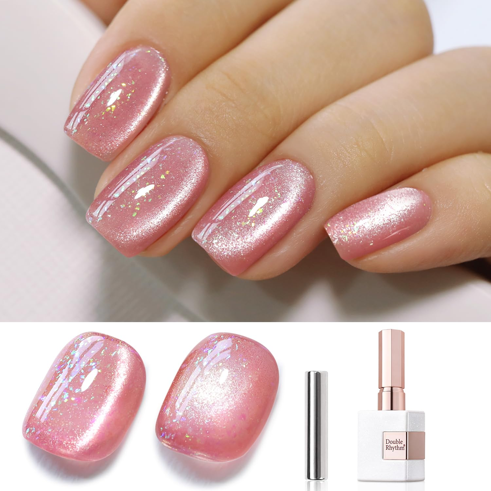 0.5oz Cat Eye Gel Polish with Magnet 15ml Holographic Glitter Shimmer Translucent