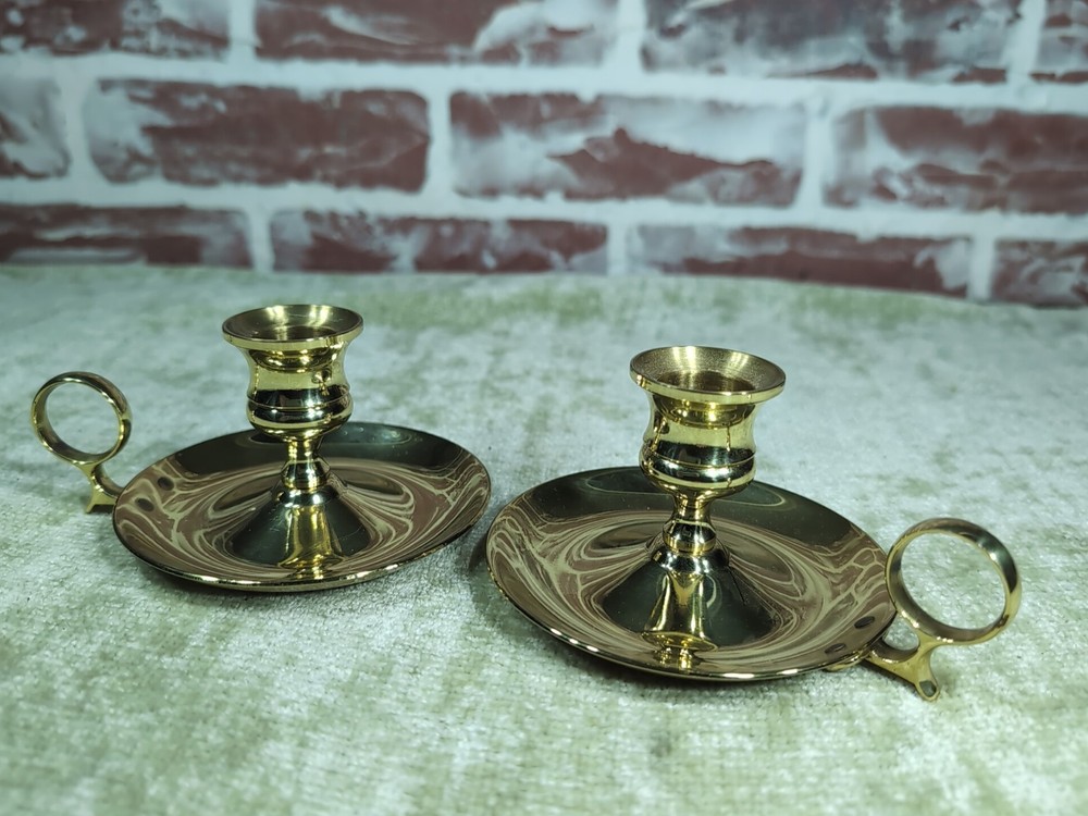 Baldwin Solid Brass Chamberstick Candle Holders Set of 2
