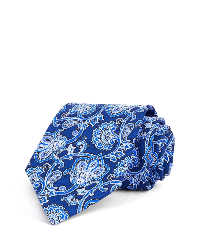 The Men's Store NEW Bloomingdale's Paisley Print Silk Classic Neck-Tie Blue $59
