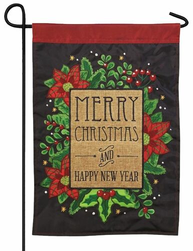 Festive Christmas New Year Double Applique Garden Wreath Flag-image