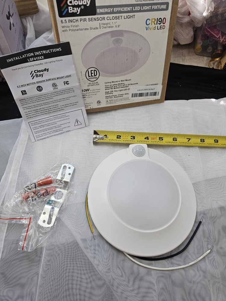 6.5 Inch PIR Sensor LED Closet Light for Ceiling or Wall Mount New Open Box