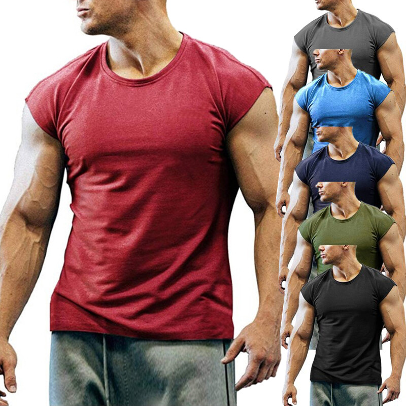 Men Training Sleeveless T-Shirt Gym Sports Workout Muscle Tank Tops Singlet Vest
