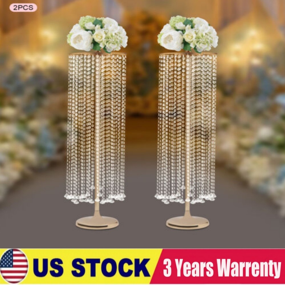 Large Gold Crystal Vases Centerpieces Flower Stand Wedding Centerpieces Decor