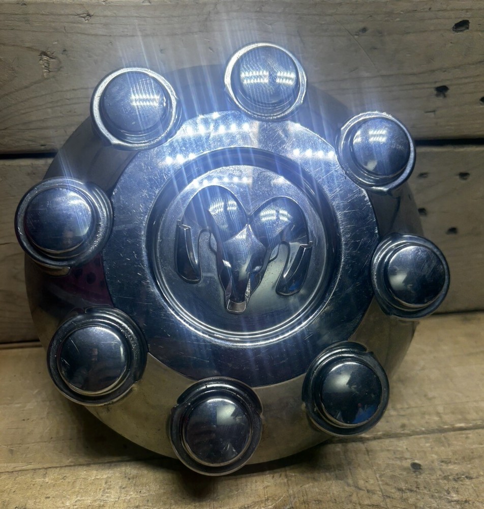 02-13 DODGE RAM 2500 3500 CHROME CENTER HUB CAP TRIM COVER OEM USED 8 LUG RIM