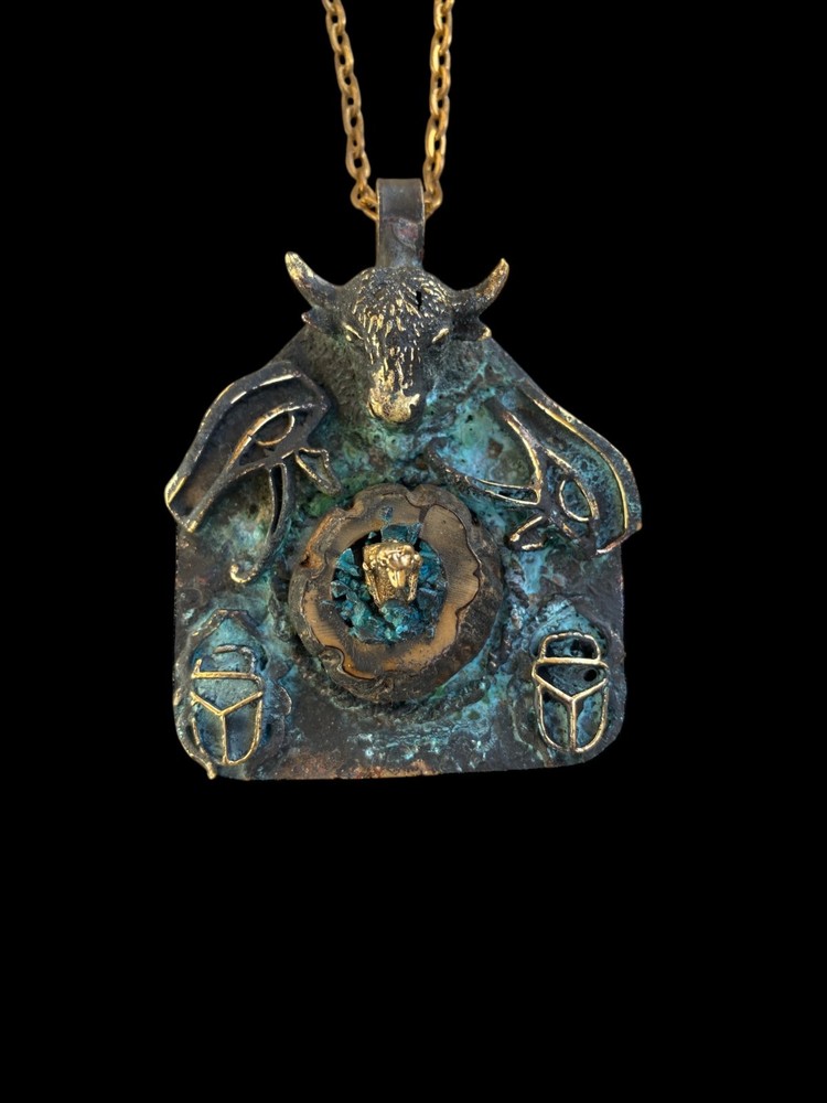Rare Vintage Pendant for Goddess Hathor & God Anubis & Eye of Horus & Scarab