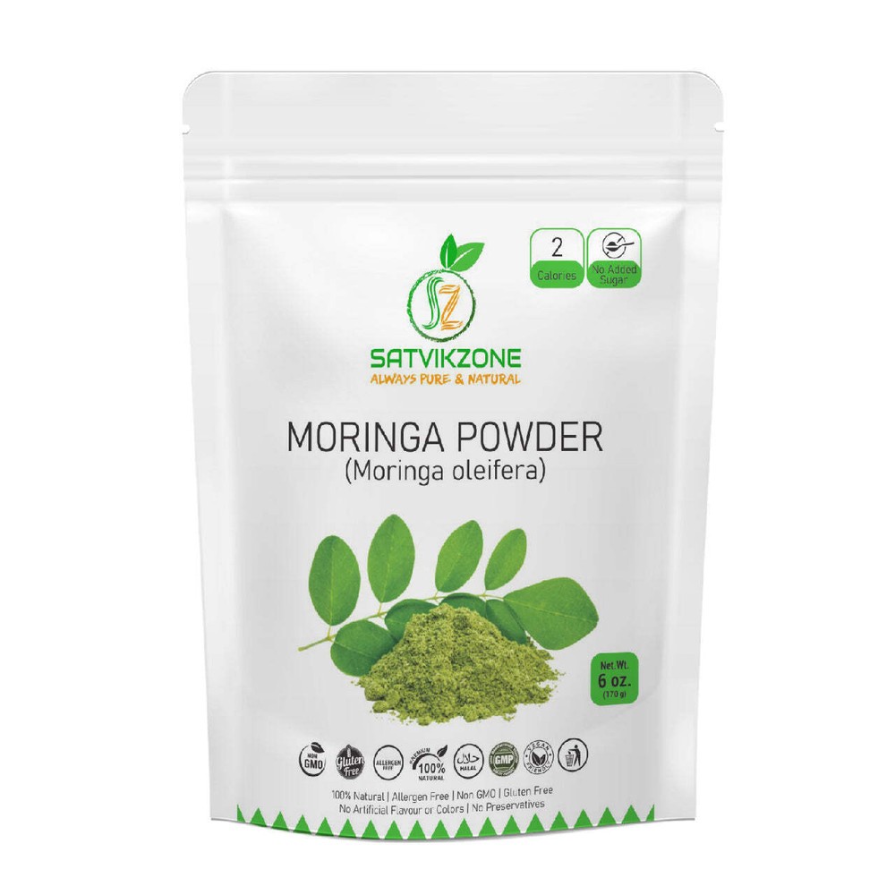 Moringa Powder, 100% Natural, 6 oz, No Added Sugar-SATVIKZONE