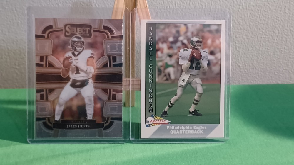 Philadelphia Eagles Lot Of 2 Cards Jalen Hurts & Randall Cunningham Football NFL