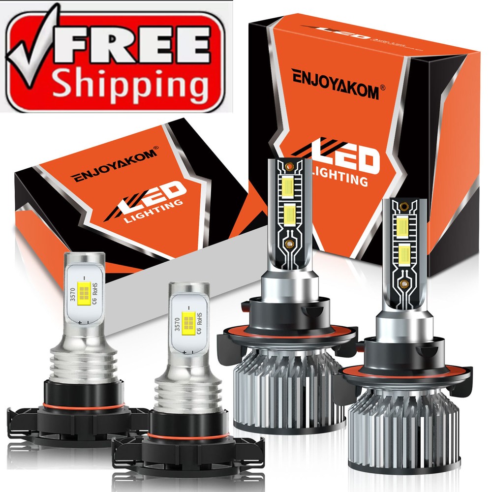 For GMC Yukon 2007-2014 Combo LED Headlight High/Low +Fog light Bulbs Kit 6500K