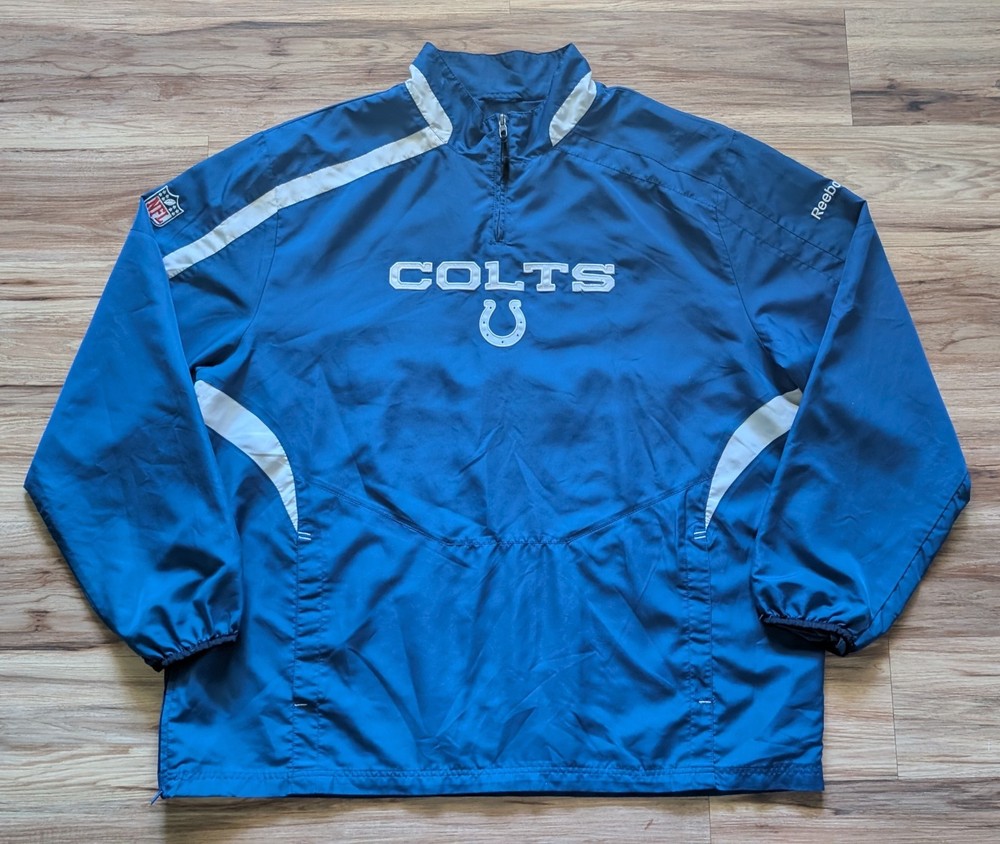 Reebok NFL On Field Indianapolis Colts Jacket Mens 2XL Windbreaker 1/4 Zip 2000s