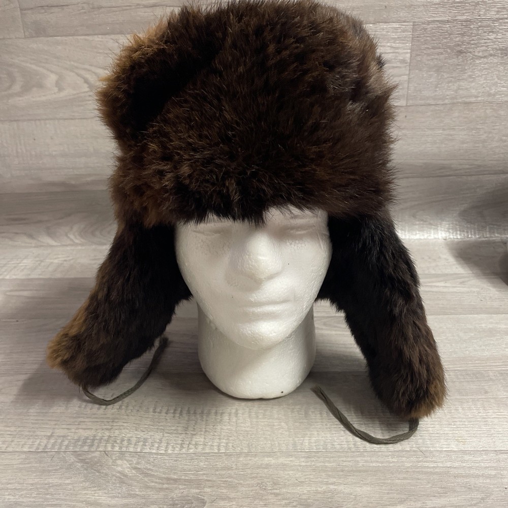 Vintage Mink Fur Trapper Hat Russian Ushanka – Brown