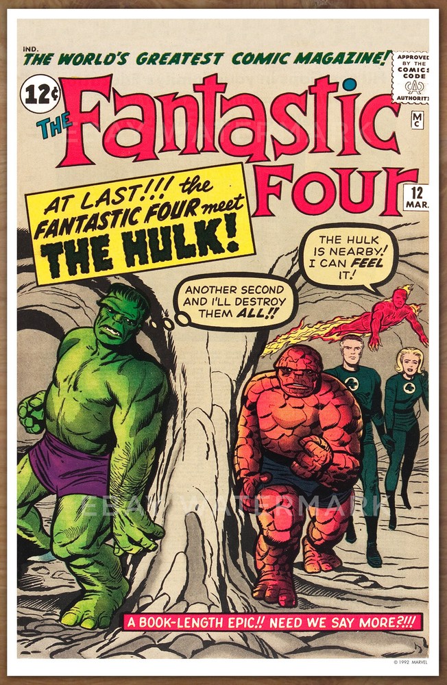 Fantastic Four #12  POSTER art print '92  Jack Kirby The Hulk