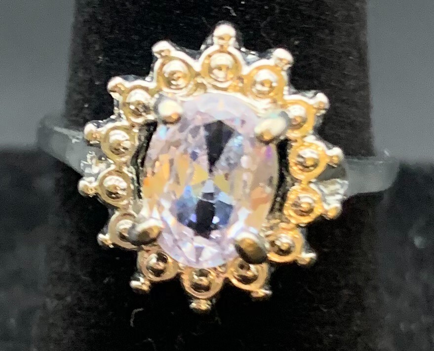 Vintage Antique Silver Tone Rhinestone CZ Wedding or Engagement Ring - Size 6.5