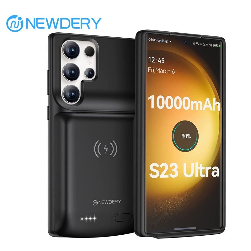 NEWDERY Battery Case For Galaxy S23 Ultra Wireless Charging Power Bank Case