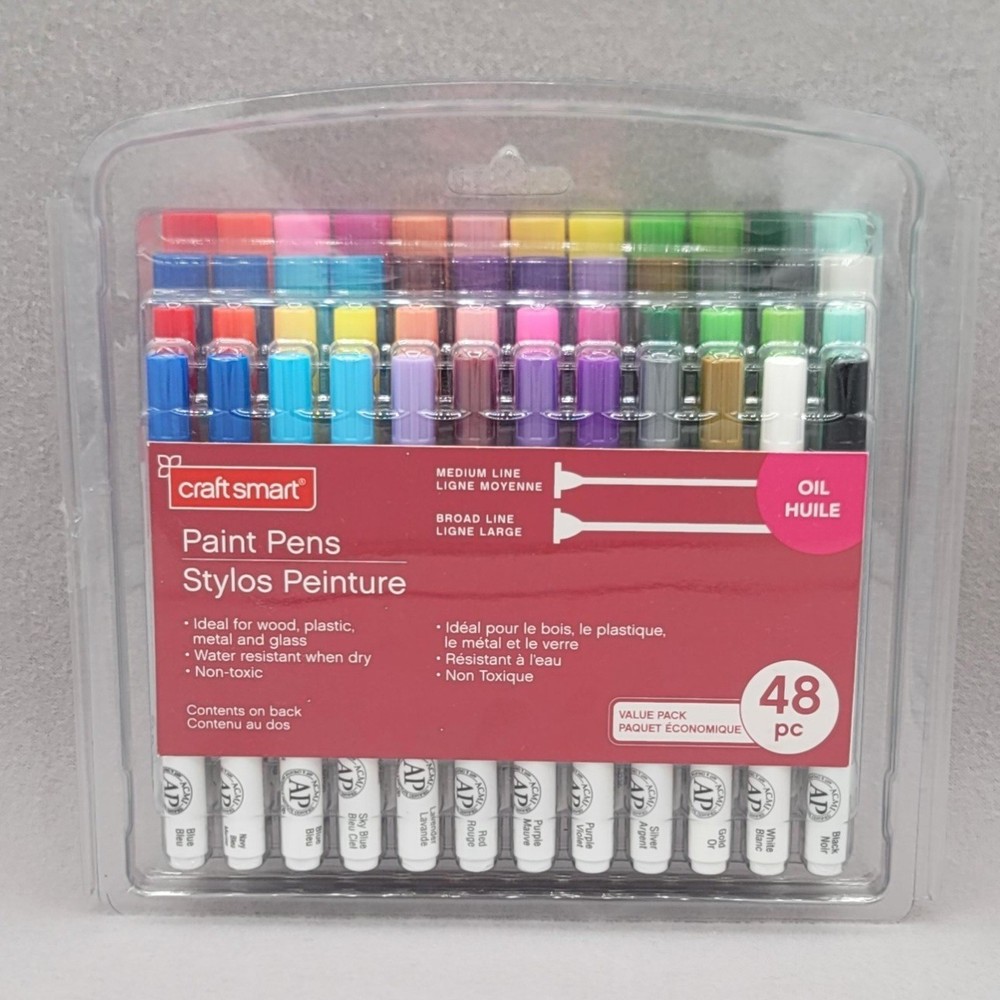 Craft Smart 48 Piece Paint Pen Set Medium Broad Line Oil Based