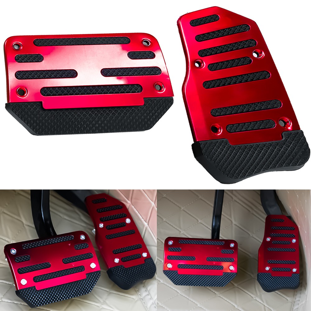 Universal NonSlip Automatic Gas Brake Foot Pedal Pad Cover Kit Accessories Red;