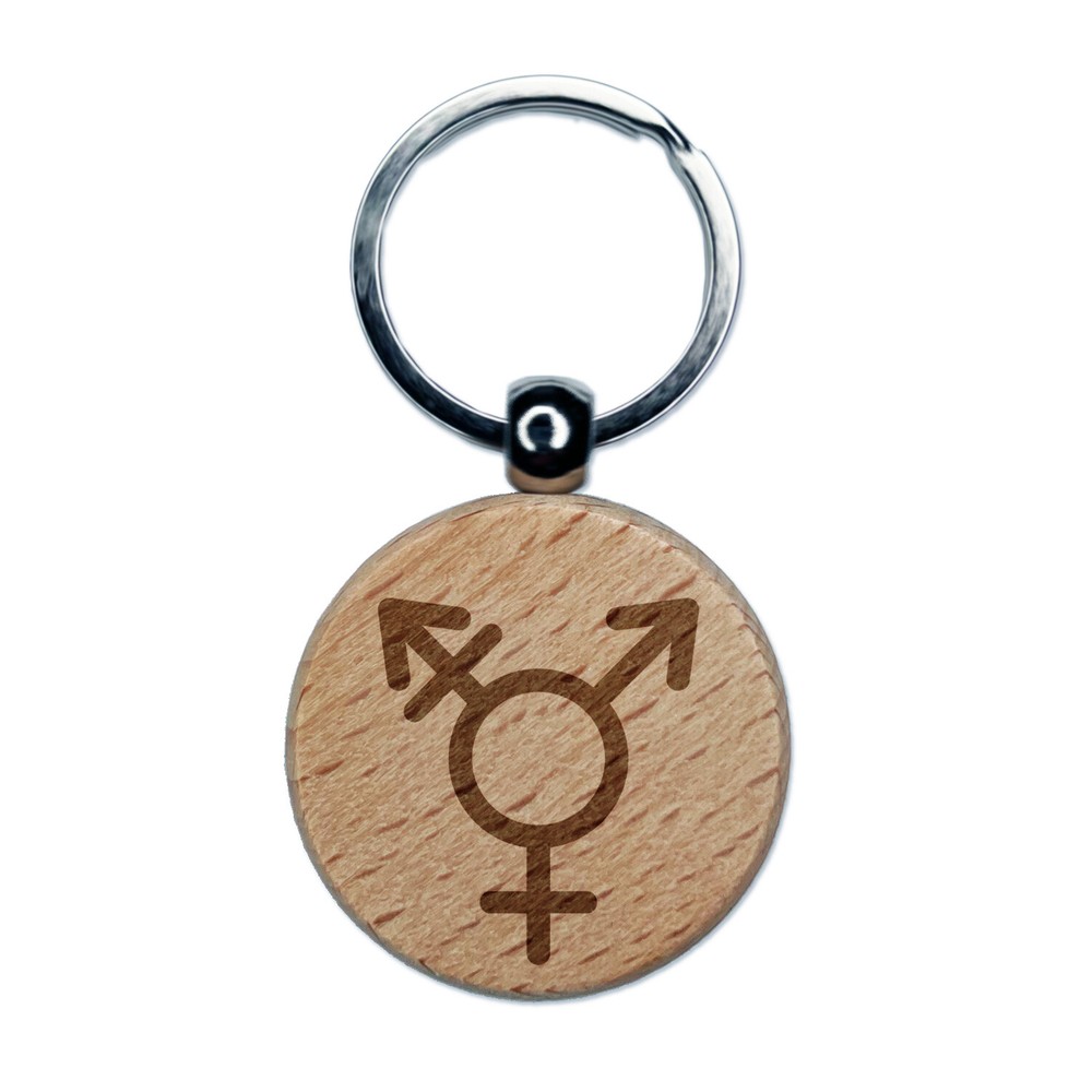 Transgender Symbol Wood Keychain for Men with Stroke Mark