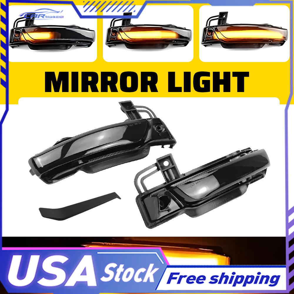 For Dodge WD Durango 2011-23 LED Dynamic Amber Side Mirror Signal Lights Smoked