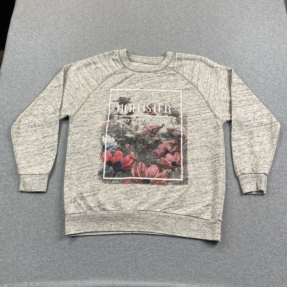 Hollister Sweatshirt Womens Medium Pullover Floral Graphic West Coast Caifornia