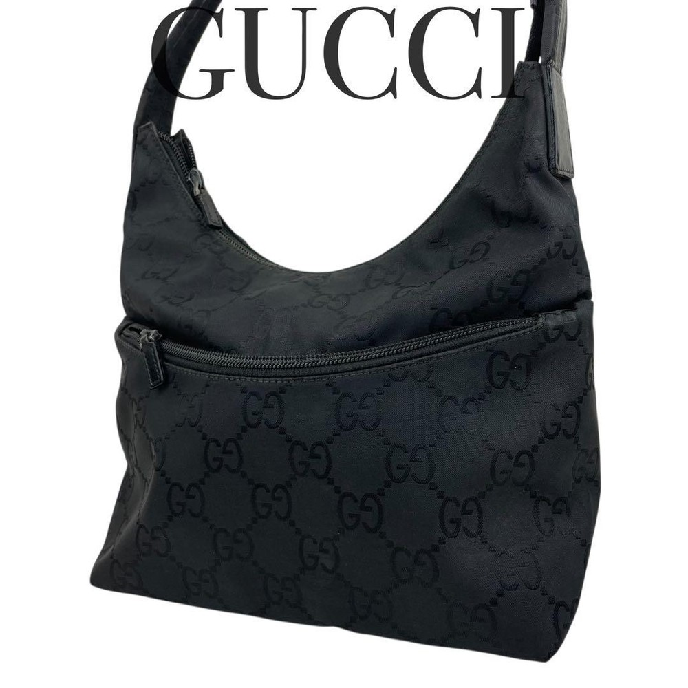 Gucci GG Monogram Black Nylon One Shoulder Bag