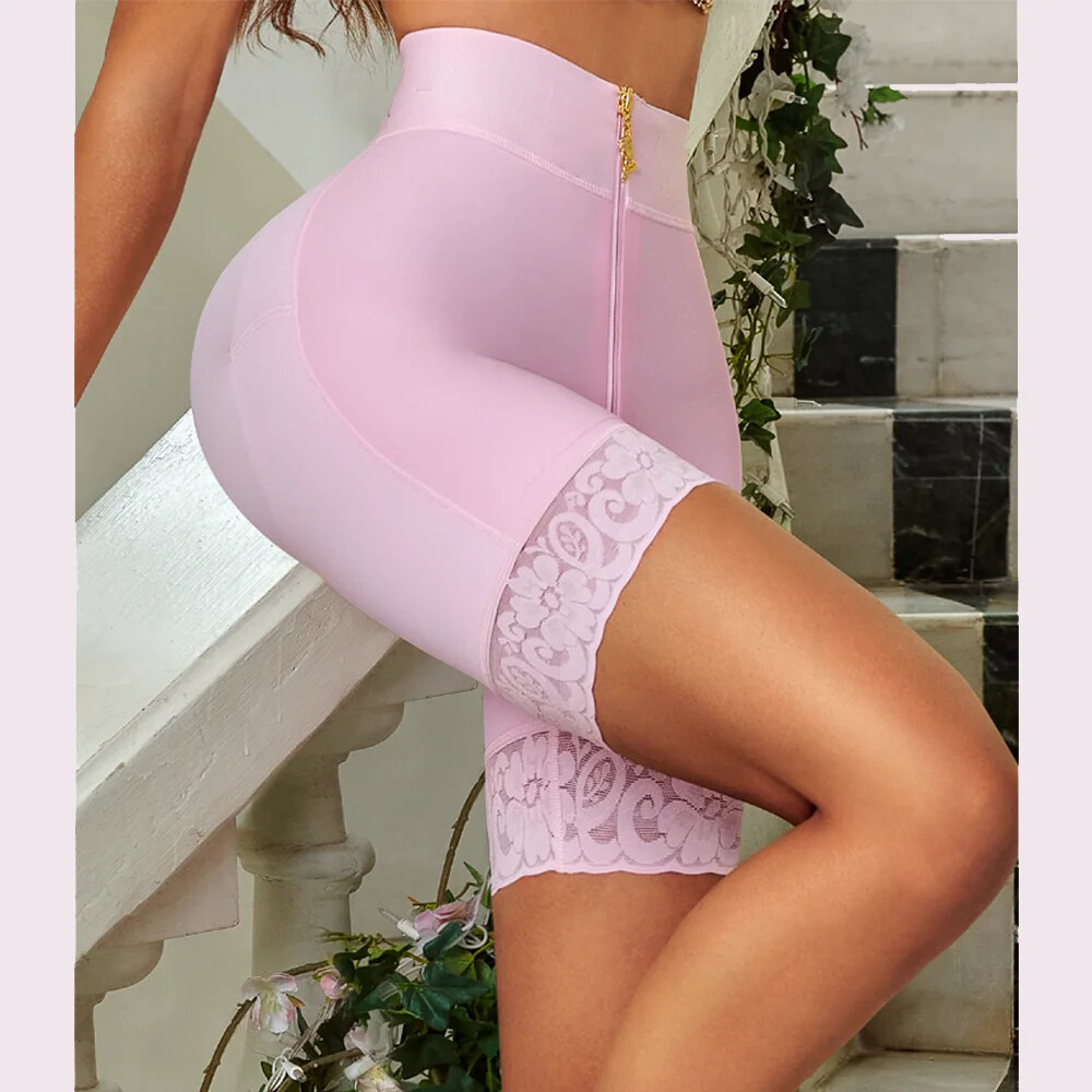 High Waist Seamless Slimming Shorts with Zipper Butt Lift for Compression