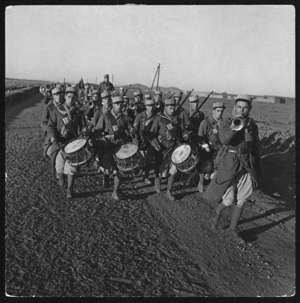 Regiment of the French Foreign Legion on the march in North Africa- Old Photo