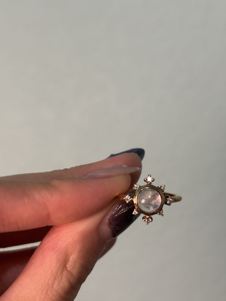 Local Eclectic Cassiopeia Ring with Rainbow Moonstone Gold Vermeil DISCONTINUED